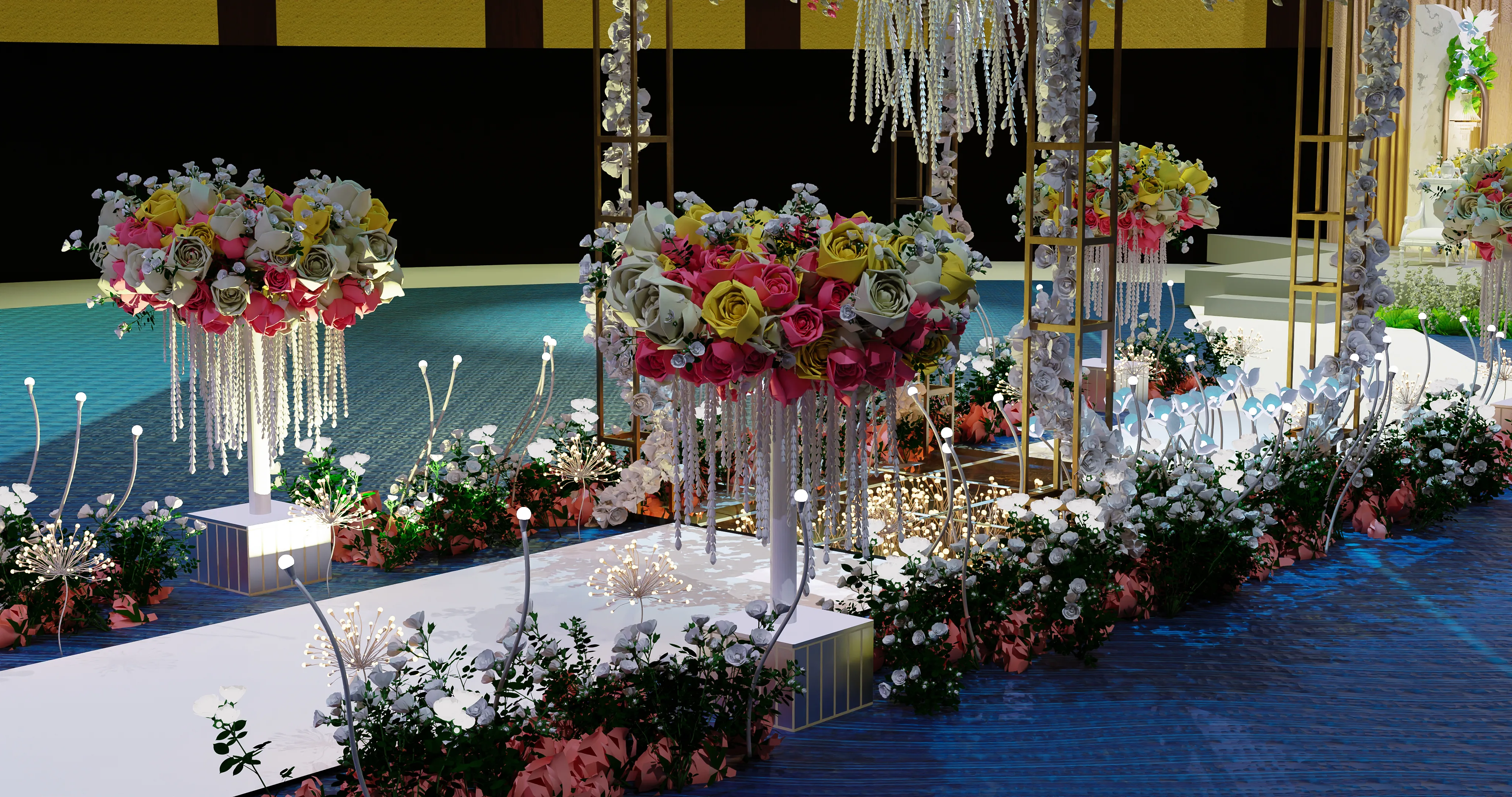 Luxury black and gold wedding stage visualization